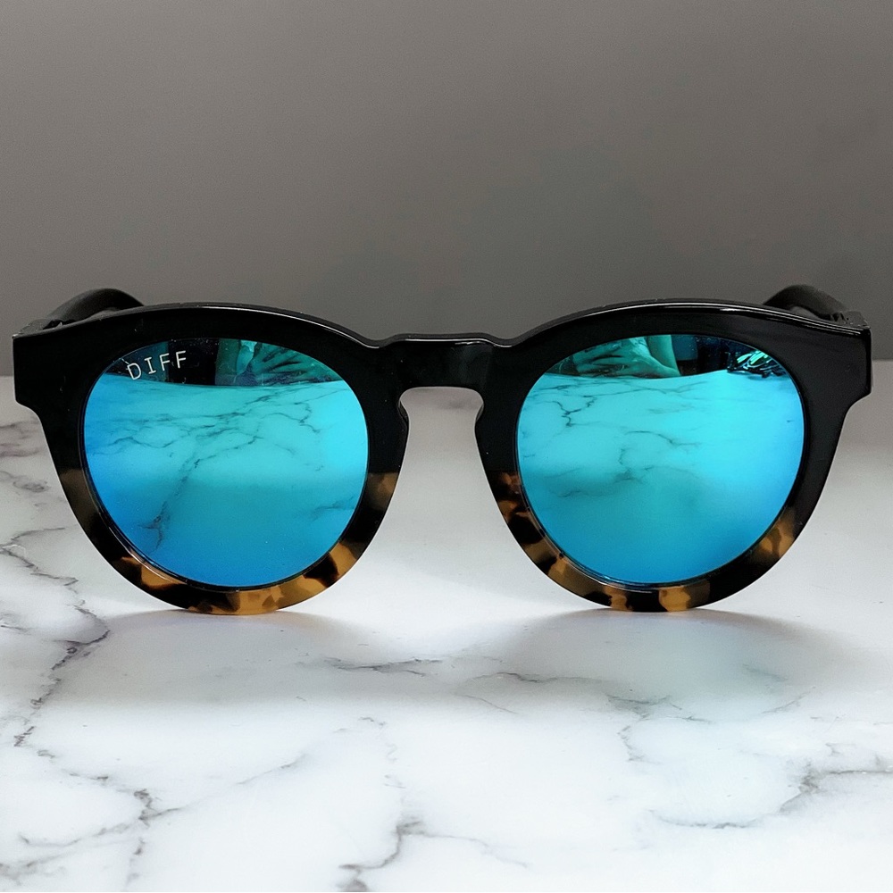 Diff Eyewear Dime II Aqua Blue or Blue PurpleMirror Sunglasses